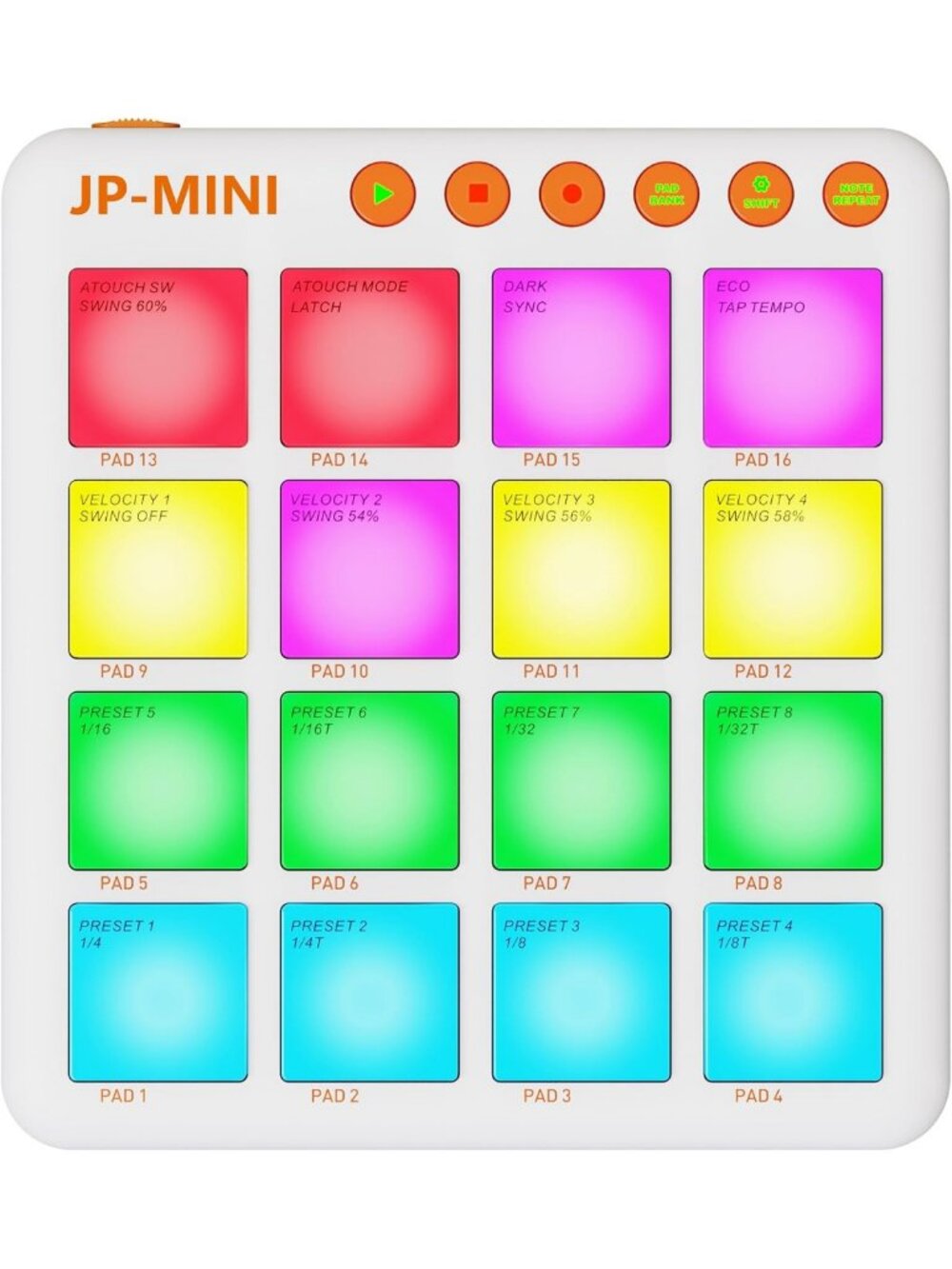 Compact Wireless MIDI Controller for Beat Making & DJ, 16 RGB Pads